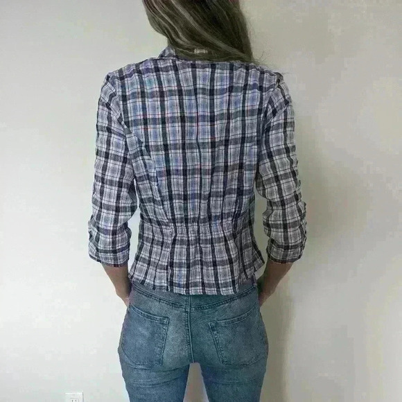 1955 vintage, button down shirt, blue and red,  Sz Medium, plaid - Picture 2 of 6